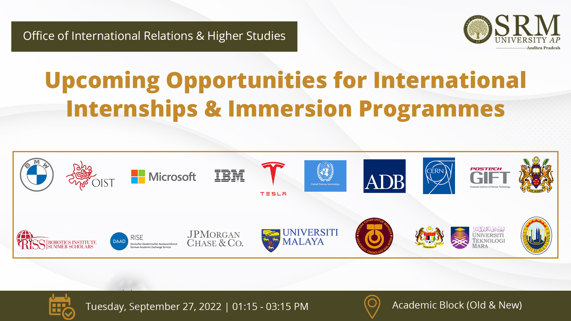Internships and immersion programmes SRMAP